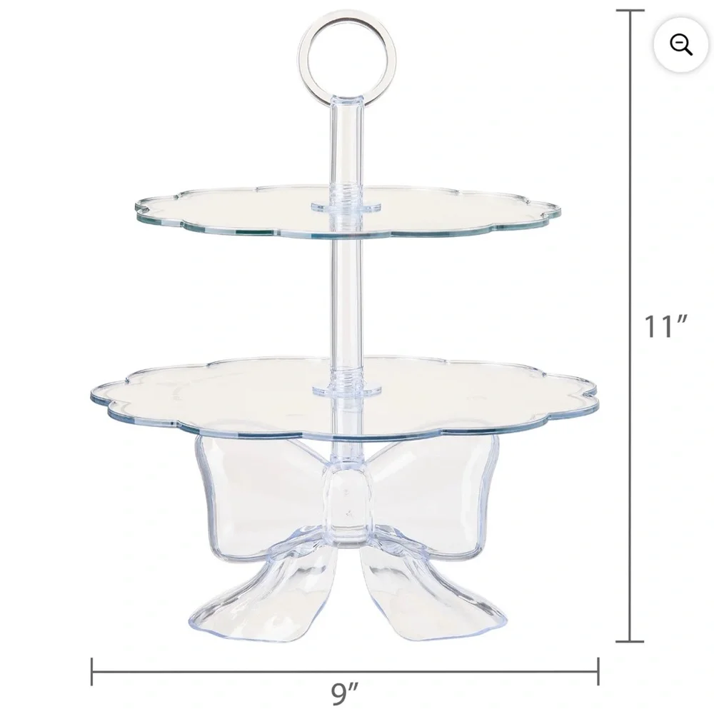New! Tiered Treat Stand with Bow, Clear, 11